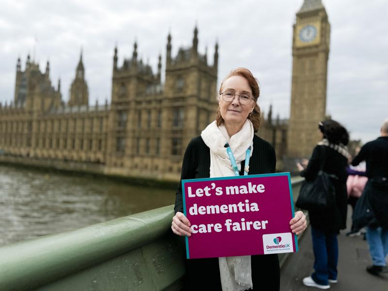 Admiral Nurse pictured outside Westminster